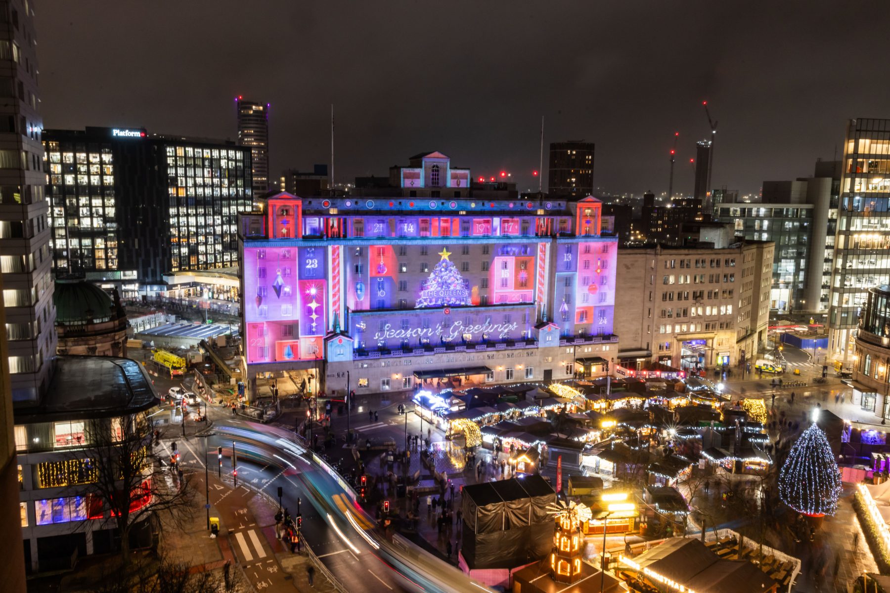 LeedsBID’s Spectacular Christmas Projection at The Queens