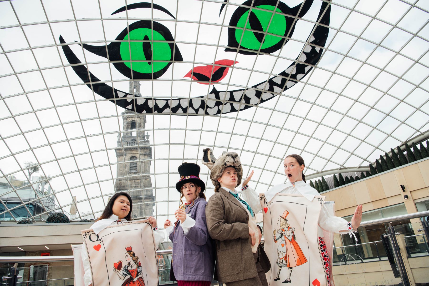 Wonderland Awaits: LeedsBID Unveils Giant Cheshire Cat Artwork at Trinity Leeds